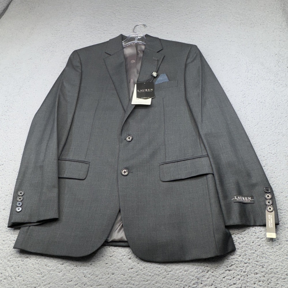 Ralph Lauren Suit Jacket Mens 38 Gray Lattimore Ultraflex Classic Fit Blazer NWT